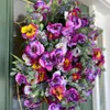 Fiori decorativi Ghirlanda primaverile Viola del pensiero Fiore Porta d'ingresso Matrimonio artificiale Per tutte le stagioni Ghirlande floreali colorate