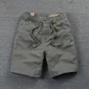 Mäns shorts Mens Casual Cotton Work Byxor Kne Längd Elastisk midja Män Chino 230512