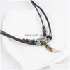 Pendant Necklaces 1Pc Mens Bohemia Tooth Leather Beaded Weaved Christmas Gift Jewelry Statement Necklace Drop Delivery Pendan Dhgarden Dhsty