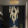 Lâmpadas pendentes Cristal Lustre Villa Modern Living Room Iluminação Cromo Gold Aço inoxidável Tabela de jantar Cafe Staircase LED