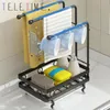 Organization Iron Painted Kitchen Sink Drain Rack Stand Wall Mounted Rag Sponge Storage Accessories Organizer Tools Gadget Container Shelf