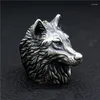 Cluster Rings 925 Sterling Silver High Detail Wolf Ring Mens Biker Punk Jewelry A3447