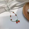 Pendant Necklaces Japanese And Korean Hand-Made Sweet Pearl Beaded Necklace Women's Fashion Trend Red Cherry Bracelet Clavicle Chain