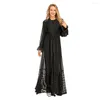 Ethnische Kleidung, offener Abaya, Dubai-Kaftan, muslimische Frauen, langes Maxi-Partykleid, Kimono-Cardigan, Kordelzug, türkischer Kaftan, islamisches Kleid