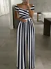 Pantalones de dos piezas para mujer Traje sexy Hombro estampado Mono de pierna ancha Mujer Verano Casual Boho Casual Cintura alta Monos Ropa Monos 230512