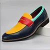 Wedding Leather Oxfords Men Big Size 48 47 46 Dress Shoes Slip On Breathable Driving Shoes Multi Color Penny Loafers Pointed Toe