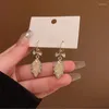 Dangle Earrings Zircon Bow Crystal Leaves Inlaid Rhinestones Luxury Women's Personality Fashion Wedding Jewelry Birthday Gifts