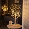 Flores decorativas 24/144 LED Birch Night Light Growing Bronsai Tree Table Lamp para festa de casamento de casamentos em casa Atmospra