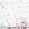 Adesivos de brinquedo infantil 56pcs rosa estrelas cinza adesivos de parede diy para garotas quarto garotas quarto berçário quarto decoração de parede decalques de parede removíveis