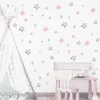 56 pcs Rose Gris Étoiles DIY Stickers Muraux pour Enfants Chambre Filles Chambre Bébé Nursery Chambre Décoration Murale Amovible Stickers Muraux