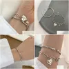 Urok bransolety minimalistyczne Sier Love Heart for Women New Fashion Vintage Ręcznie robione urodzinowe prezenty biżuterii Dhgarden dhrzx