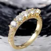 Band Rings Simple Design Women Party Finger-rings Round Cubic Gold Color Versatile Statement Jewelry