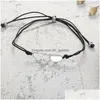 Perlé Simple Coeur Charm Strand Bracelet Noir Couleur Minimaliste Corde Réglable Corde Chanceux Bracelets Étoile Pour Femmes Hommes J Dhgarden Dhuhw