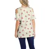 Kvinnors T-skjortor Kvinnor Butterfly Print T-shirt Summer Short Sleeve Shirt Clothing Fashion Off-the-Shoulder Top