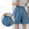 Dames shorts Dfrcaeg zomer denim shorts voor vrouwen met hoge elastische taille blauw of hemelsblauw breed poot losgemaakte mini plus size short femme 230512