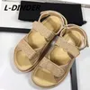 Sandalen mode magie tape strand sandaal voor vrouw dikke zool open teen rome schoen multicolor zomervakantie vakantie schoen echt leer 230515