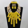 Collier boucles d'oreilles ensemble 2023 fait à la main jaune citron perles de mariage africaines bijoux de mariée cristal ANJ127