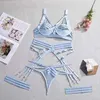 Bikini Air Bra Panties Women New Sexy Low Waisted ThongLadymate ODMOEM Conjunto de ropa interior para mujer See Through Lingeries sets Garter Belt 3 piece sexy bra and