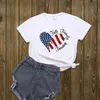 T-shirt da donna T-shirt moda estiva da donna Casual stile base bandiera americana manica corta Faith Freedom girocollo abito streetwear