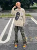 Camouflage Flare Pants Hip Hop Cargo Streetwear Men High Street Military Trousers ME-612