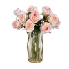 Fleurs décoratives 5 Pcs Artificielle Faux Soie Plantes Décor À La Maison Vases Pour La Décoration De Mariage Bouquet De Noël Guirlande Accessoires Bleu Rose