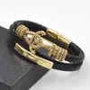 Bangle Fashion Black Multilayer Leather Bracelet Мужчины из нержавеющей стали якорь -магнитная застежка петля Braind Bangles Jewelry