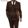 Men's Suits & Blazers Thorndike 2023 Arrival Tailored Groom Suit Gery Herringbone Men England Modern Blazer Tuxedos 3 Pcs Tweed Costume Homm