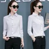 Women's Blouses Leisure White Black Red Shirt vrouwen Casual Koreaanse mode slanke lange mouw rapel shirts kantoor werk knop blouse blusas