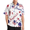 Camisas casuais masculinas camisa de bandeira americana betsy ross 13 estrelas listras férias soltas havaian street estilos de estilo design grandes tops grandes