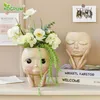 Vases Amazing Face Green Planter Dried Flower Handmade Vase Porch Arts Crafts Home Decor Garden Balcony Ornaments Big Eyes