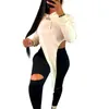 Gym Kleidung 2023 Mode Unregelmäßige Hoodies Frauen Langarm Solide Slim Fit Mit Kapuze Sweatshirt Casual Sport Kurze Jacke Mantel Streetwear