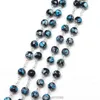 Kedjor Fashion Glass Bead St Rita Rosary Halsband Black Blue Flower Round Pärlor