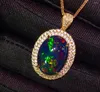 Klusterringar 2023et fina smycken ren 18k guld naturliga svarta opal ädelstenar 8.1ct kvinna för kvinnor ring