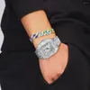 Chaînes Hip Hop Montre Collier Bijoux Hommes Glacé Bracelet Pavé Strass Rappeur Cubain Lien Femmes Cadeau