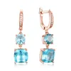 Ear Mankiet Kuololit Blue Topaz Clipstone Kolczyki 925 Kolczyki srebrne francuskie kamień szlachetny używane do doskonałego zaręczyn 230512