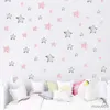 Adesivos de brinquedo infantil 56pcs rosa estrelas cinza adesivos de parede diy para garotas quarto garotas quarto berçário quarto decoração de parede decalques de parede removíveis