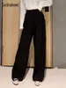 Pantalon deux pièces femme 2023 Retro Warna Solid Liar Celana Kaki Lebar Lurus Perempuan Musim Semi Baru Mode Corée Panjang Kasual Pinggang Tinggi 230515