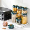 Storage Bottles & Jars 600ml/1380ml/2000ml Transparent Food Canister Silicone Ring Airtight Moisture-proof Space-saving Household Supplies