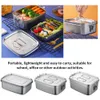 Bento Boxes Food Container Sand Bento Dinnerware Stainless Steel For Kids Adults 2 Layers Lunch Box School Office Kitchen Sealed Storage 230515
