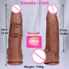 Massageador enorme realista marrom gigante longo vibrador macio silicone masturbadores vaginais pênis brinquedo erótico para mulheres ventosa grossa glans pau