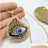 Pendant Necklaces Bohemian Vintage Turkish Evil Blue Eye Fashion Clavicle Chain Statement Long Necklace Women Jewelry Femme Collares Dhcof