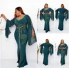 Vêtements ethniques Design africain de luxe Perles Robe Dashiki Flare Sleeve Musulman Abaya Hooded Fairy Maxi Robe Robes Broder Riche Sexy Lady