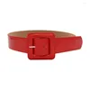 Belts Candy Color Vintage Casual Plus Size Waist Strap Shinny Patent Leather Belt Trouser Dress Square Buckle Waistband