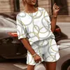 Kvinnors spårvagnar Kvinnor Summer Tie Dye Kort ärm Top Loose Shirt och Biker Shorts Passar Casual Floral Print Tvådelat Set Outfits Tracksuits T230515