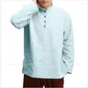 Etnik Giyim Çin tarzı Hanfu Tang Suit Tee Teps Men Tshirt Müslüman İslam Pamuk Gündelik Gevşek Bluz Wushu Üniforma