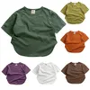 Polos Kids Summer Tshirt Solid Boys Dziewczyny Korea Oddychające ubrania dla 27t luźne dzieci bawełniane podstawowe kolorowe topy 230512
