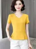Blouses femininas Mulheres primavera no verão estilo Chiffon camisas Lady Casual Manga curta Blusas Blusas Tops DF2774
