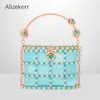 Totes Luxury Pearl Evening Clutch Bag New Flower Rhinestone Hollow Out Metal Basket Wedding Burse and Bolsa Designer 230509