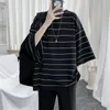 Magliette da uomo Cool Summer Oversize TShirt Men Funny Harajuku Tshirt Streetwear Femme Striped Japan Hip Hop Loose Mezza manica T-shirt Uomo 230512