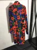 23ss zomerjurken damesjurk designer dameskleding Temperament rode en blauwe bloemenprint jurk met hoge hals en lange mouwen Dameskleding van hoge kwaliteit a1